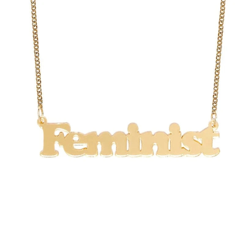 Feminist Gold Mirror Necklace by Tatty Devine