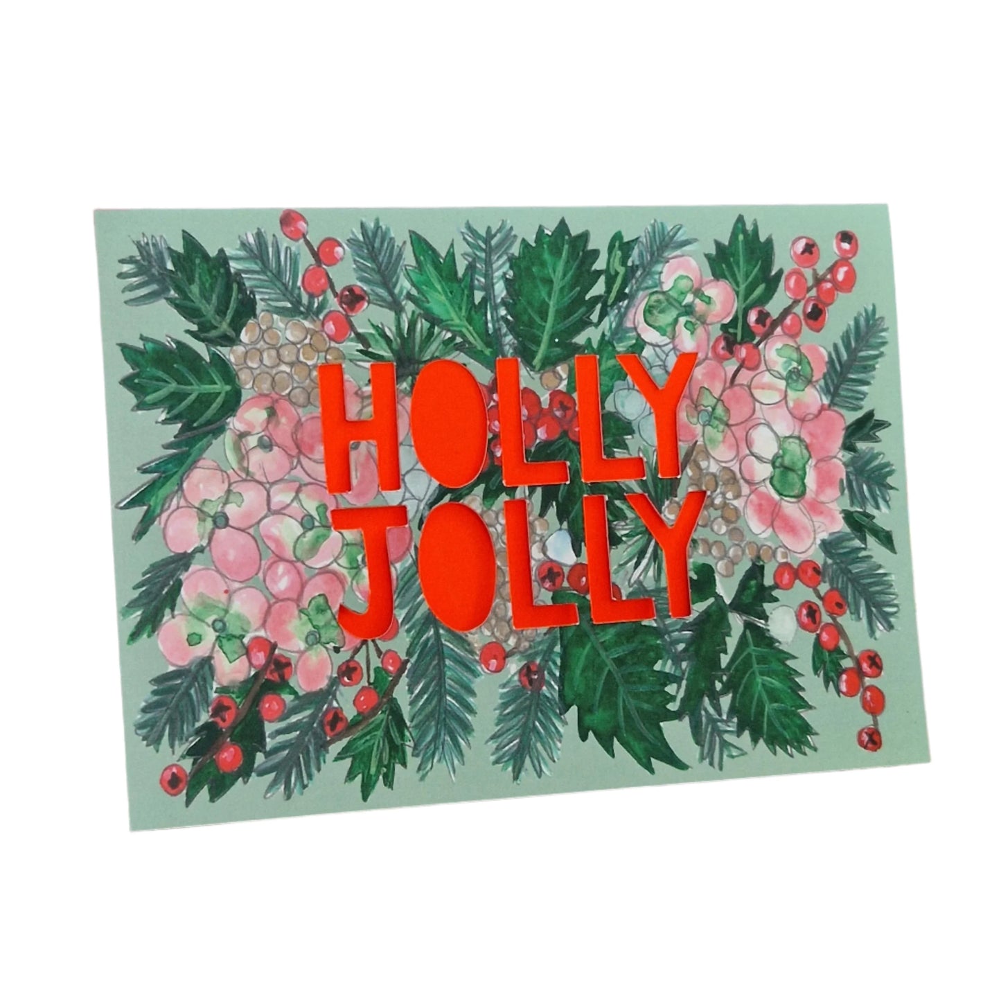 Holly Jolly Neon Greetings Card