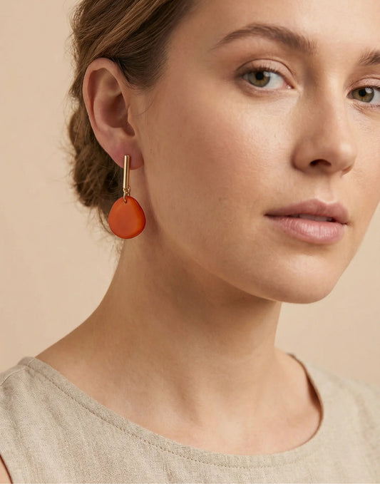 Maria Orange Tagua Earrings