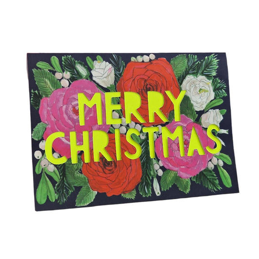 Merry Christmas Neon Greetings Card