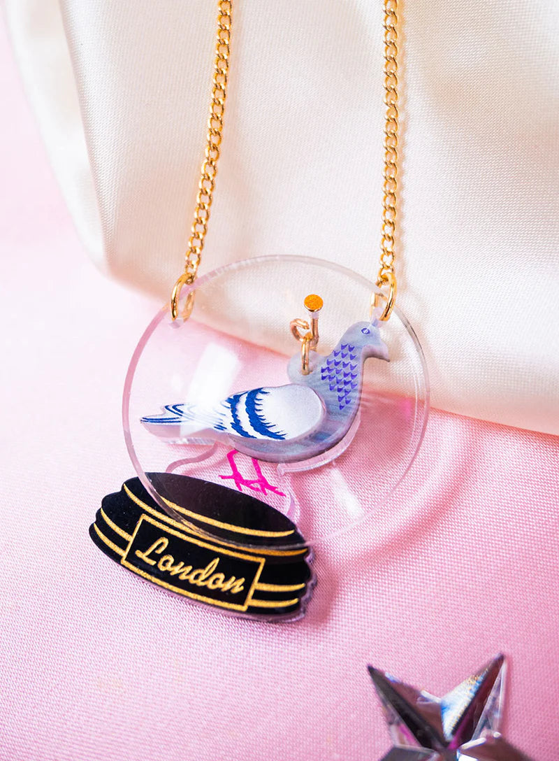 Pigeon Snow Globe Necklace