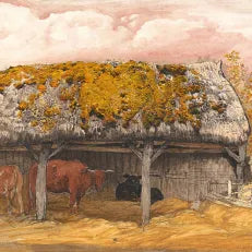 A Cow Lodge Greeting Card by Samuel Palmer