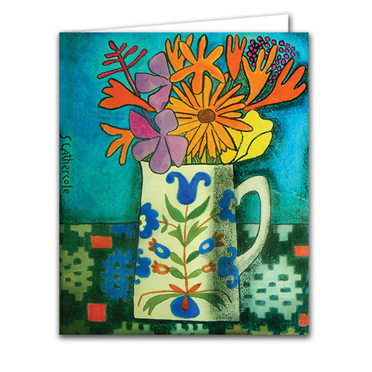 Folk Jug and Summer Flowers Card