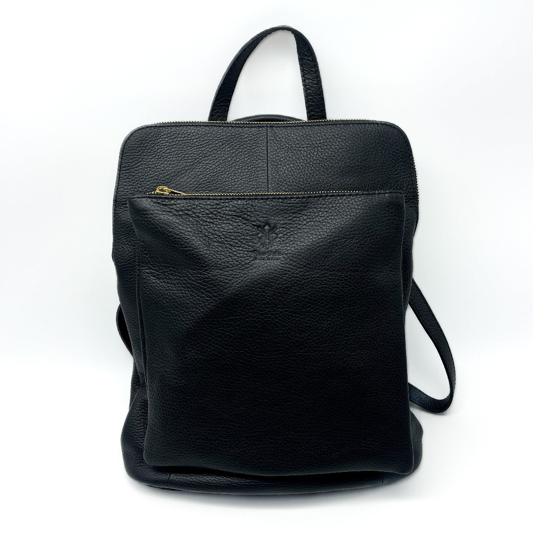 Large Square Leather Backpack- Various Colours