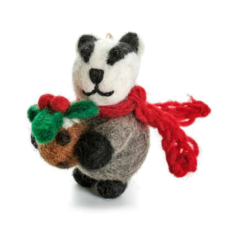Christmas Pudding Badger Decoration. Complete with hanging loop.