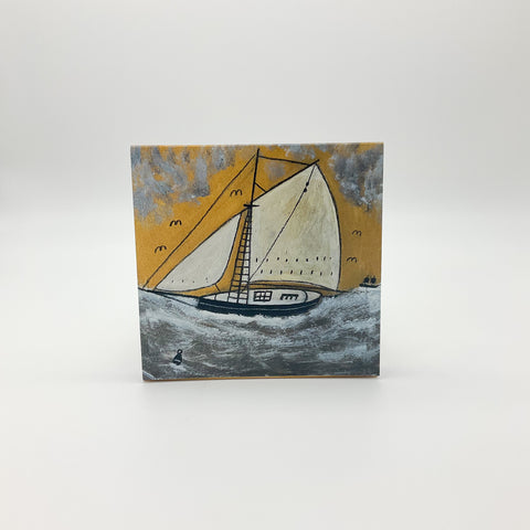 exclusively designed greetings card pack produced by king and mcgaw showcasing Max Wildman's beautiful paintings, taking inspiration from artist Alfred Wallis.